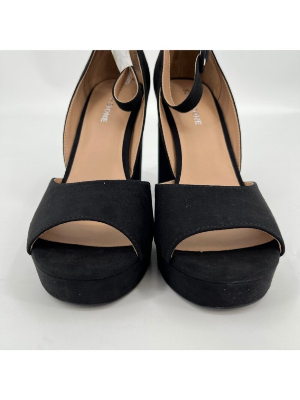 Sun + Stone Reemaa Platform Sandals Black Size 10M Fabric Block Heel Ankle Strap - Picture 4 of 16